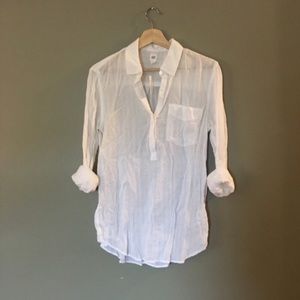 NWT Pinstripe Gap Tunic Button Down Blouse